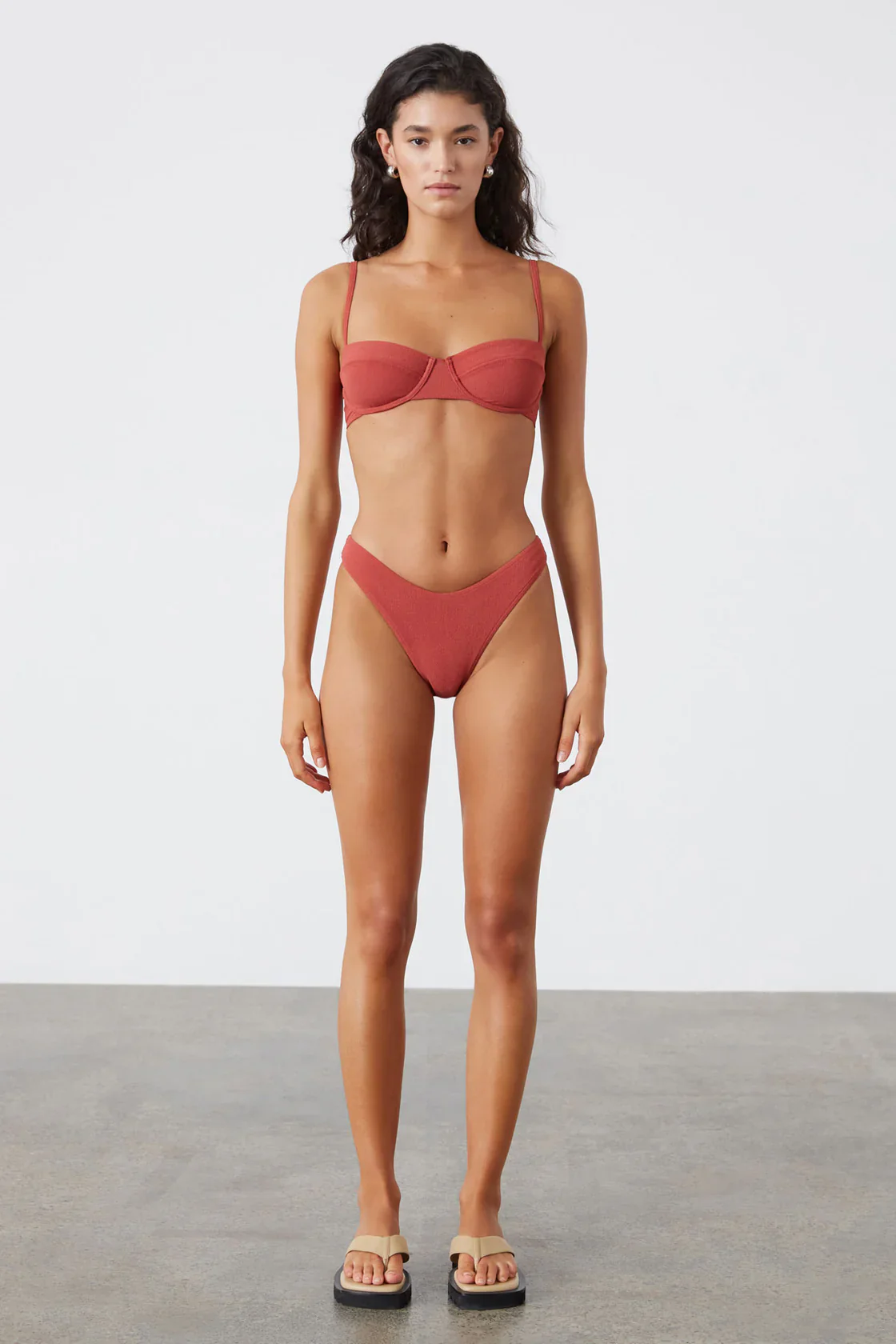 Earth Red Textured Balconette Bra Cup - Image 2