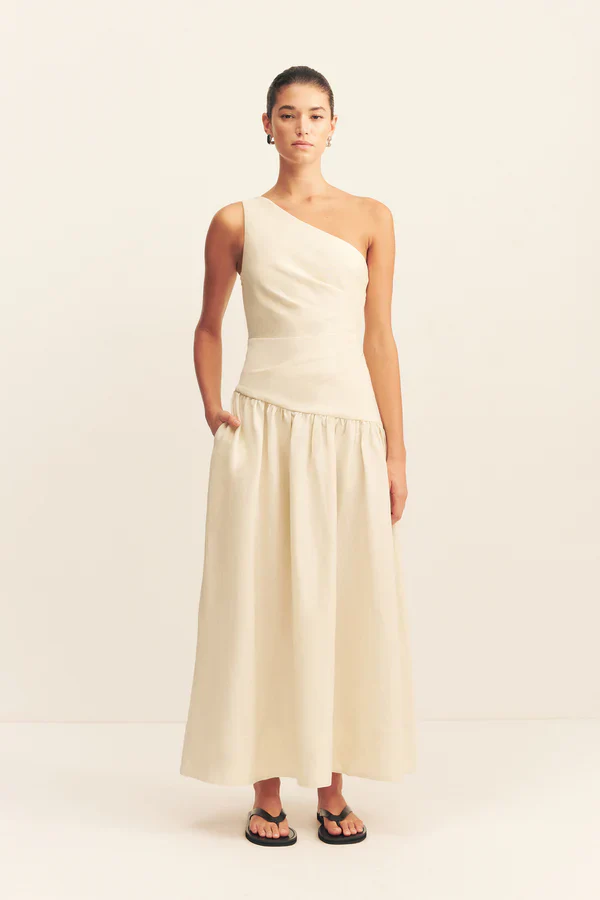 Gigi One Shoulder Maxi Dress - Ecru - Image 2