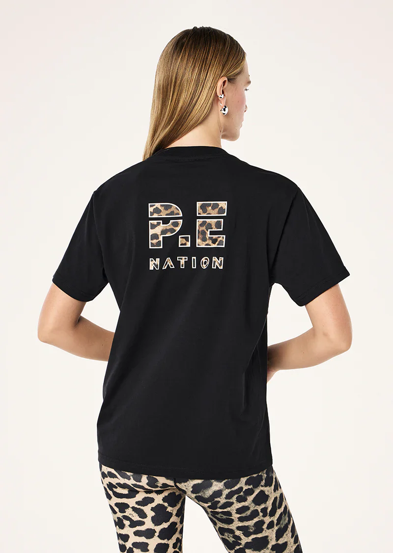Heads Up Tee - Black/Leopard - Image 2