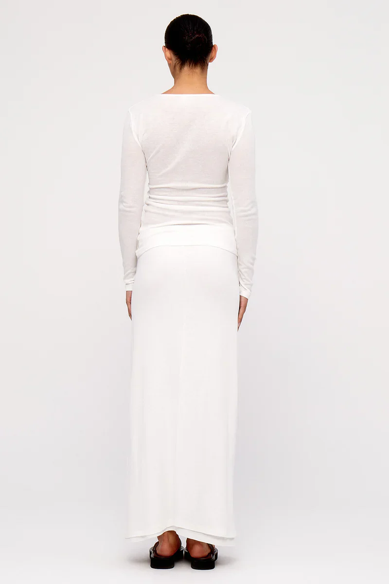 Rib Hemp Jersey Long Sleeve Top - White - Image 3