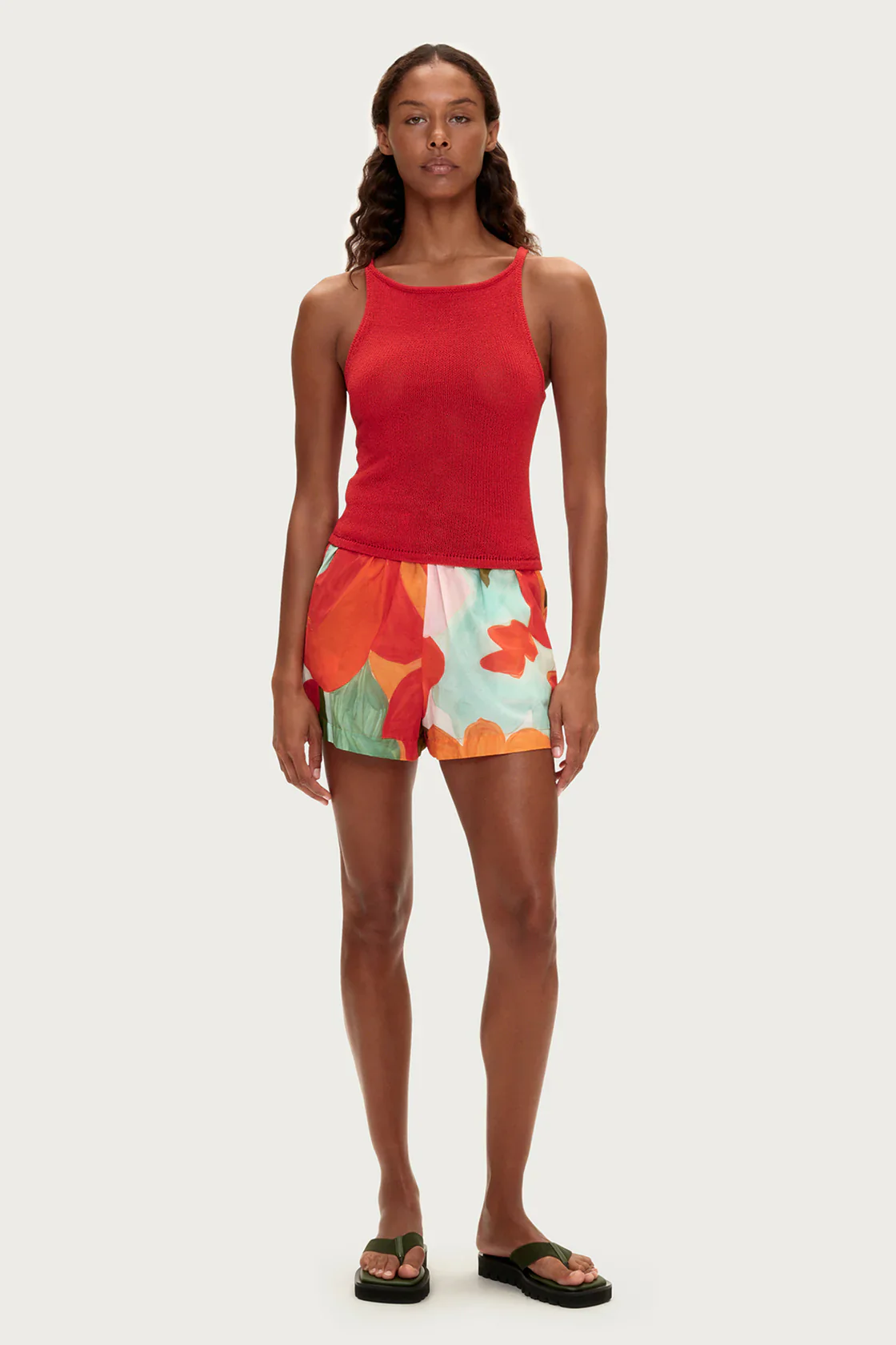 Textured Knit Tank - Red - Image 2