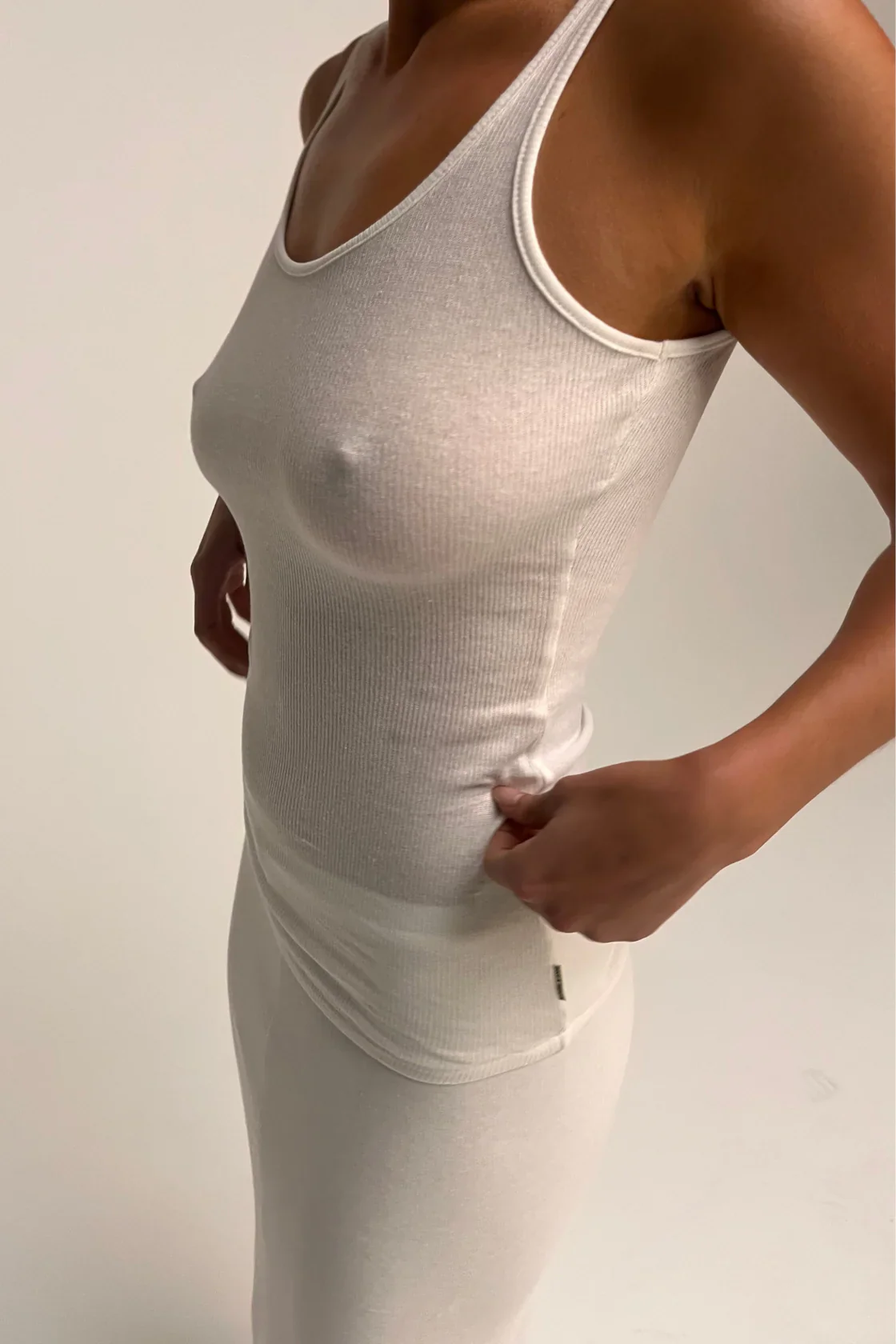 Rib Hemp Jersey Tank - White - Image 3